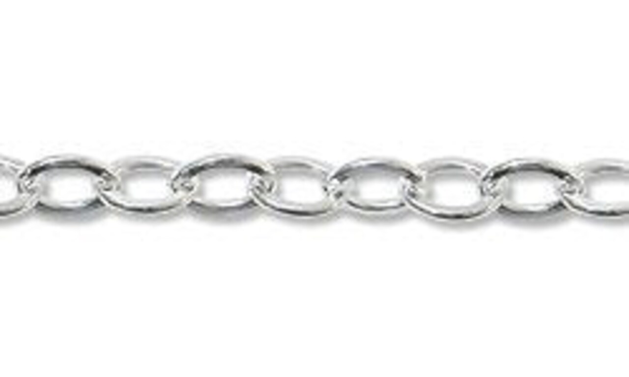 JewelrySupply Flat Cable Link Chain 2.8mm .925 Sterling Silver (Priced per Foot)
